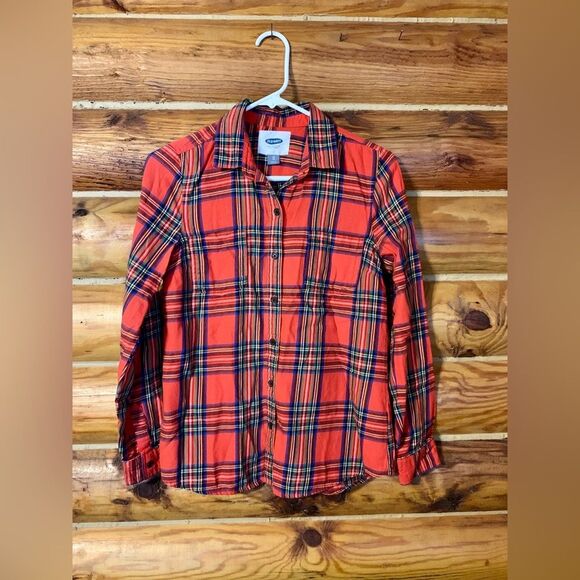 Old Navy Red Plaid Button Down Size XSmall - Picture 1 of 8